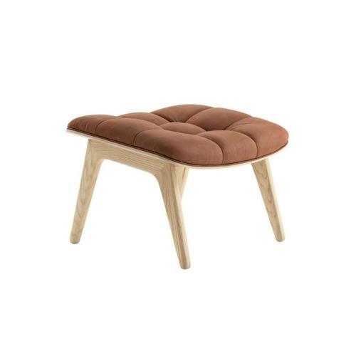 Norr 11 Mammoth Ottoman Leather Natural Oak Frame